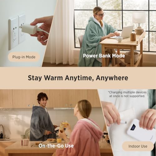 Bedsure Green Cordless Wearable Heated Blanket Hoodie with Pockets - Emerald Green, 55" x 69"