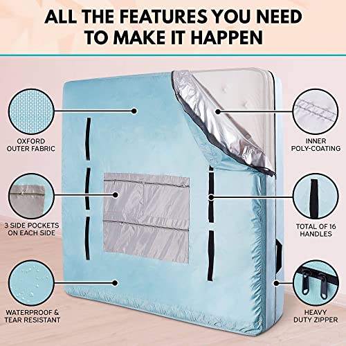 Velum Choice Queen Mattress Bags For Moving & Storage - Heavy Duty Mattress Moving Bags 16 Handles, Mattress Cover For Moving, Waterproof Mattress Storage Bag, Queen Mattress Protector Zippered