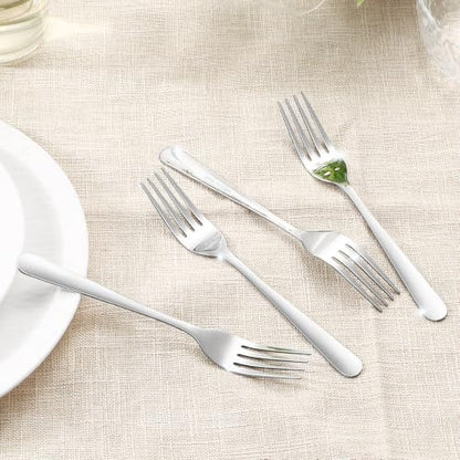 Dinner Forks Set 24 Pieces Stainless Steel Silverware - Silver Variation