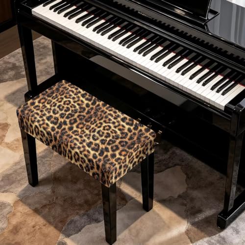 Rectangular Leopard Print Bench Cover with Bottom Ties - S (16x26x4in)