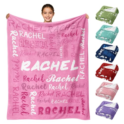Personalized Blanket with Name - Dark Pink Fleece Throw for Kids & Adults