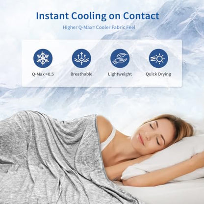 Cooling Blanket 60x80 Inches Gray 2 Pack Q-Max >0.5 Instant Cool Fiber