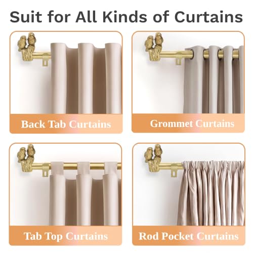 Bird Curtain Rod Finials Antique Gold Decorative Drapery Accessories