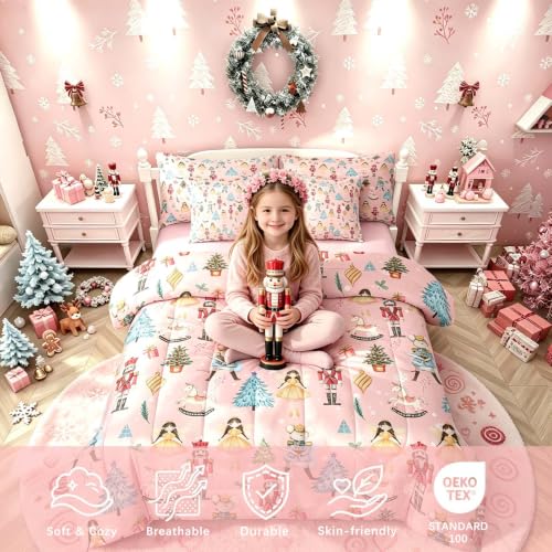 Christmas Nutcracker Bed in a Bag Queen Size Cartoon Mouse Soldier Princess Bedding Set with Sheets 7 Pieces - Variation of THIS listing