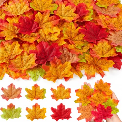 Fake Fall Leaves Foliage - Autumn Maple Leaf Decor 400 pcs, Green