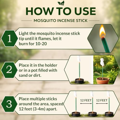 Natural Citronella Incense Sticks - Outdoor Aromatic Burners, 100 Count
