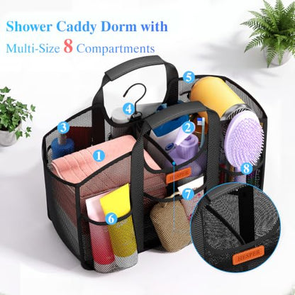 Mesh Shower Caddy with Hook and Handles for Dorms & Travel - Organize Bathroom Supplies