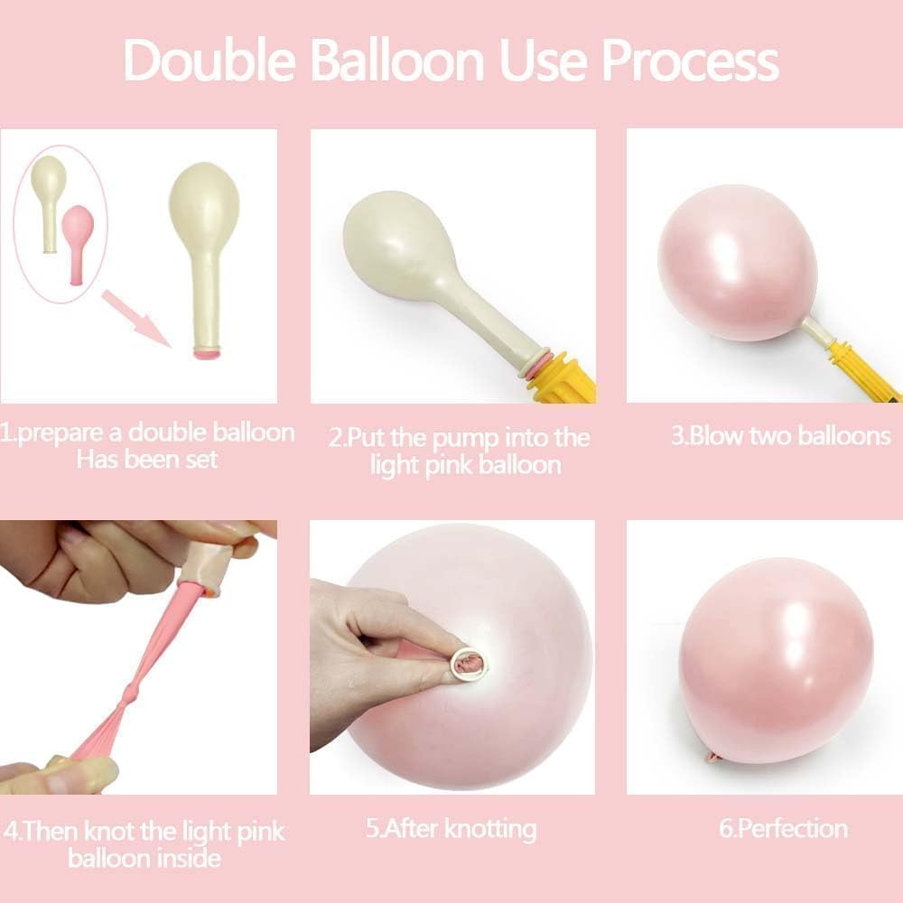 Skiennix Pearl Pink Balloon Arch - Light Pink Foil Bow & Star Balloons for Birthday & Baby Shower Decor