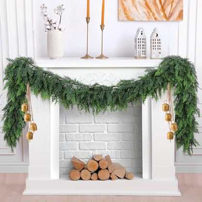 6 FT Artificial Cedar Garland - Real Touch Christmas Wreath, Green