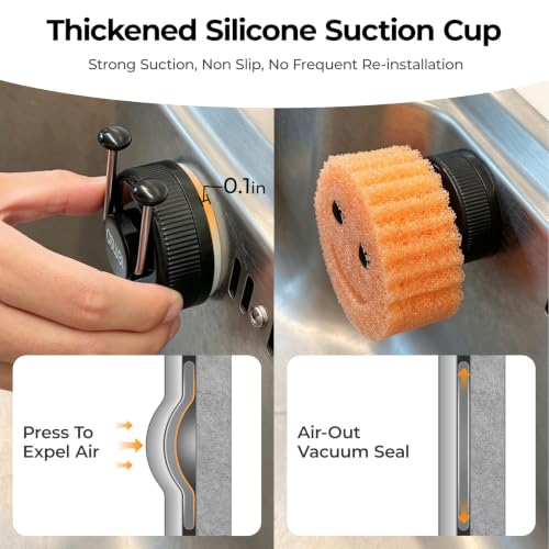 Black Smiley Face Sponge Holder for Kitchen Sink with Heavy-Duty Suction Cup