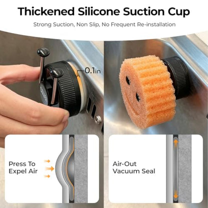 Black Smiley Face Sponge Holder for Kitchen Sink with Heavy-Duty Suction Cup