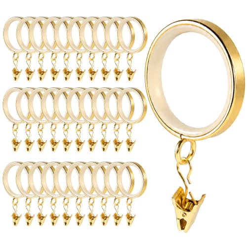 Luxury Gold Curtain Rings 2 Inch Diameter with Nylon Glide Inserts - Pack of 30