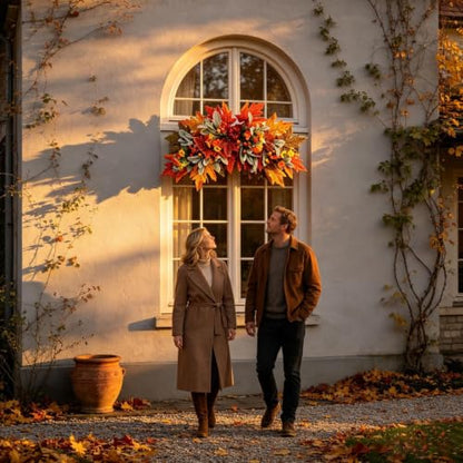 Fall Harvest Teardrop Swag - Arched Autumn Wreath & Basket Decor