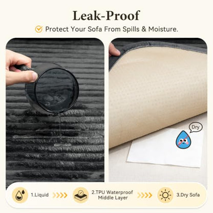 Waterproof Couch Cover for Dogs Washable Non Slip Sofa Protector - Dark Grey 35x63+35x70 Inches