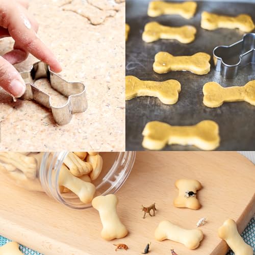 Dog Cookie Cutters Set 3 Sizes Stainless Steel Bone Paw Print Mold for Homemade Treats