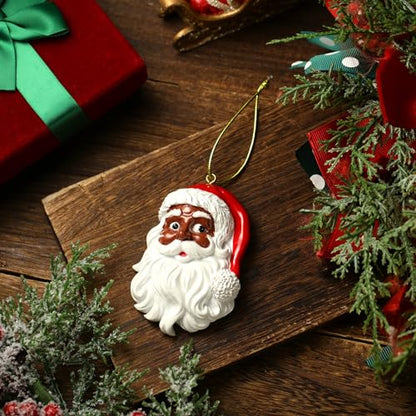 African American Santa Ornament Set - Festive Holiday Decoration, 6 Pieces