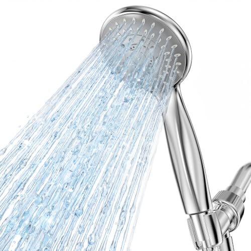 KOSNEW Chrome Handheld Shower Head with 5 Spray Modes - High Pressure, Lightweight