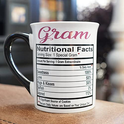 Funny Nutrition Facts Coffee Mug - 16 oz Grandma Gift Ceramic Cup