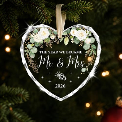 Mr Mrs 2026 First Christmas Married Ornament - Wedding Gift for Newlyweds