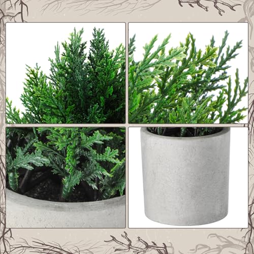 4 Pack Mini Artificial Cedar Bush for Christmas - White, Farmhouse Decor