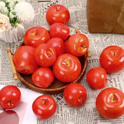 Fake Red Apples Set of 16 for Home Decor and Kitchen Displays