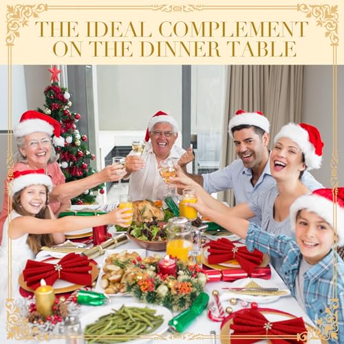 Christmas Snowflake Napkin Rings Set - Gold 12 Pcs Rhinestone Holiday Decor