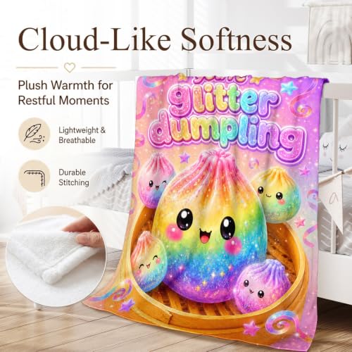 Kids Girl Pink Yellow Dumpling Flannel Throw Blanket 40x50 Inches - Crib Variation
