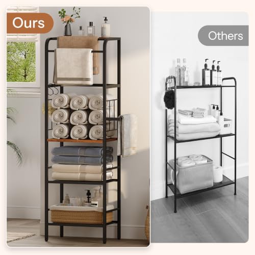 Freestanding Towel Rack with Storage Shelf for Bathroom