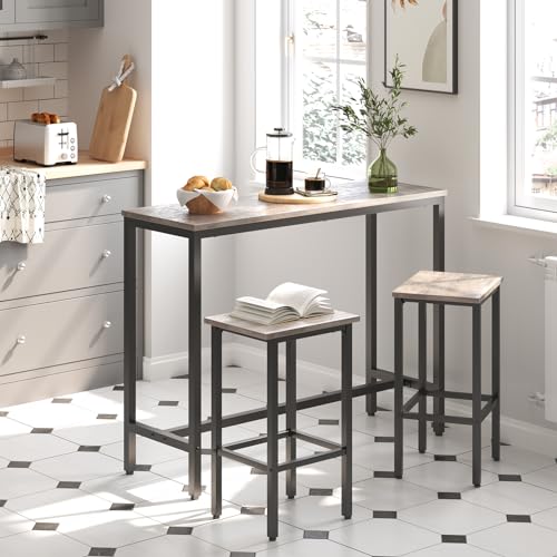 Bar Table and 2 Stools Set - Rectangular Pub Dining Set for Small Spaces