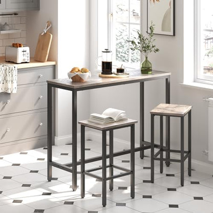 Bar Table and 2 Stools Set - Rectangular Pub Dining Set for Small Spaces