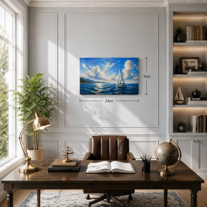 Coastal Sailboat Canvas Wall Art - Nautical Ocean Seascape Decor