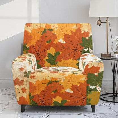 Fall Maple Recliner Slipcover - Vintage Fall Maple Style, Stretchy Furniture Protector