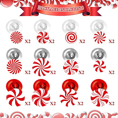 Christmas Peppermint Candy Hanging Decorations - Red & White Streamers, 54 Pcs Holiday Party Decor