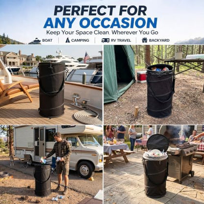 Boat Trash Can with Steel Support, Leak-Resistant Reusable Bag, Fits 10-13 Gal
