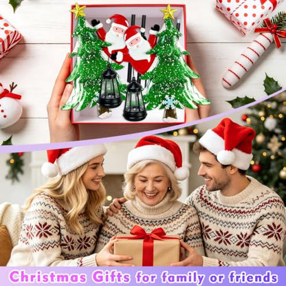 Solar Christmas Tree Stakes with Lantern - Santa & Tree Outdoor Yard Decor (2 Pack)