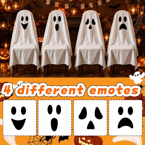 Halloween Ghost Chair Covers Set of 4 - White1, 59x63 Inch Spooky Decorations