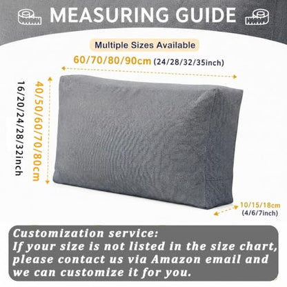 Khaki Linen Sofa Back Cushion Cover 28x20x6in Deep for Couch Bed Chair