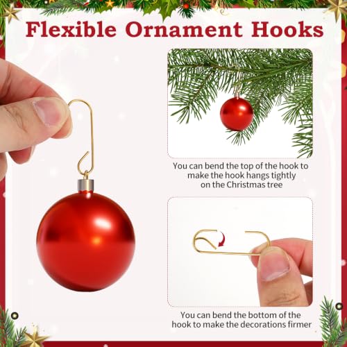 Gold Ornament Hooks 100 Pcs with Storage Box for Christmas Tree Decorations