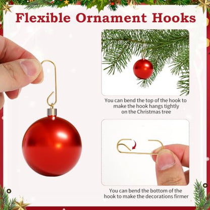 Gold Ornament Hooks 100 Pcs with Storage Box for Christmas Tree Decorations