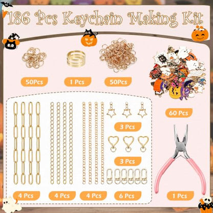 Halloween Keychain Making Kit DIY Craft Supplies with Charms & Tools