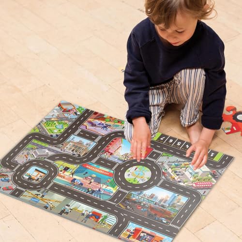 Kids Road Traffic Map Playmat Rug - Non-Slip City Scene Toy for Children Lh041