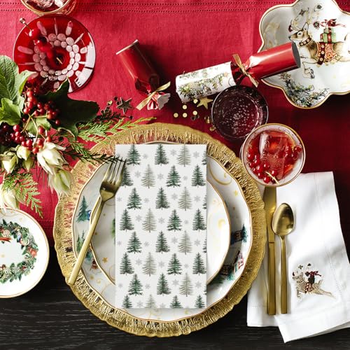 Christmas Paper Napkins 50Pcs Pine Tree Design 4.3 x 7.9 Inches Holiday Party Supplies