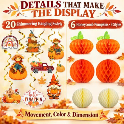 Fall Party Decorations Set for Home Classroom Office - Autumn Harvest Decor