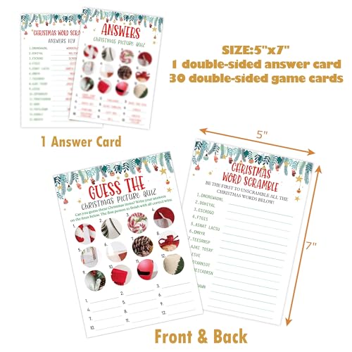 Christmas Games Bundle - Multicolor Word Scramble & Picture Quiz for Holiday Parties