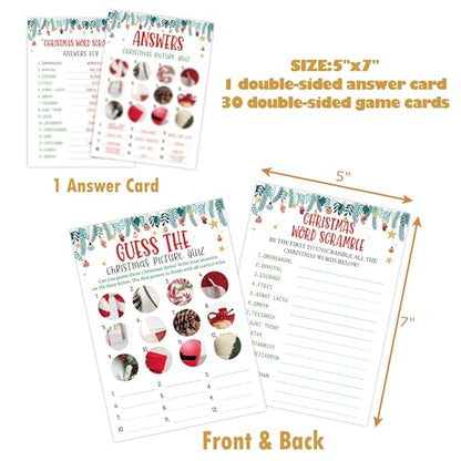 Christmas Games Bundle - Multicolor Word Scramble & Picture Quiz for Holiday Parties