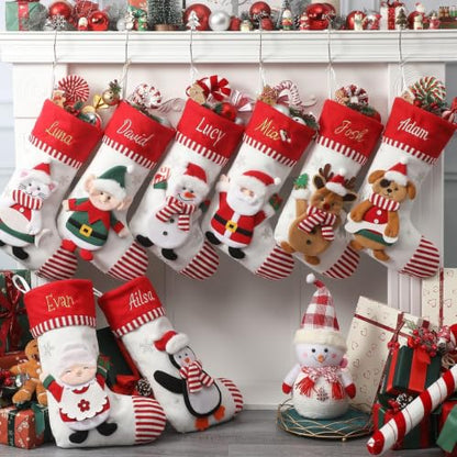 Personalized Christmas Stocking with Embroidered Snowman - B Snowman Variation, 18-Inch Holiday Decor