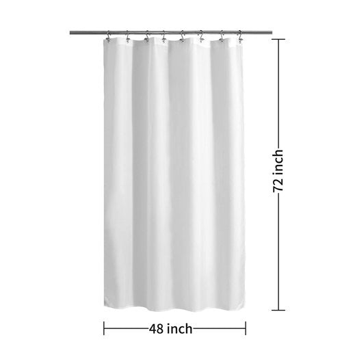 ALYVIA SPRING Stall Fabric Shower Curtain Liner Waterproof - 48" x 72", Soft & Lightweight Stall Size Shower Curtain with Magnets, Machine Washable - 48x72, White