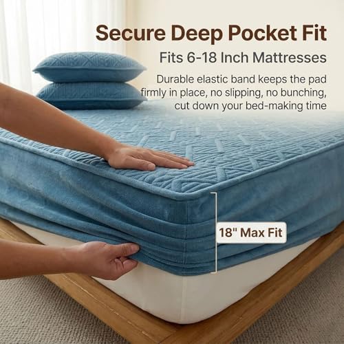 Fitted Mattress Protector Cover 59x78.7in Microfiber Deep Pocket Bedding Orange
