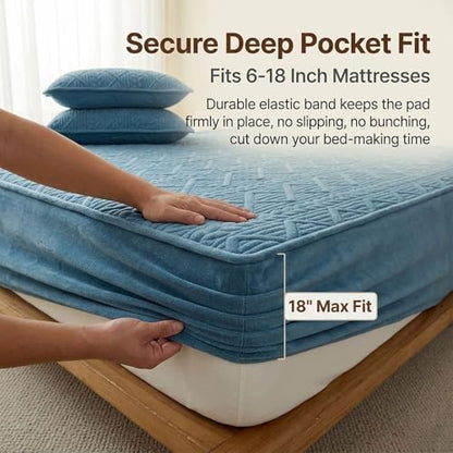 Fitted Mattress Protector Cover 59x78.7in Microfiber Deep Pocket Bedding Orange