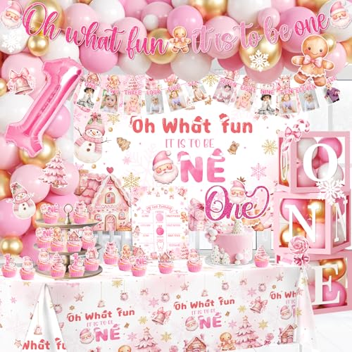 First Birthday Girl Balloon Arch Set Pink Gingerbread Christmas Decorations